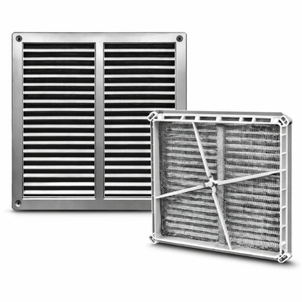 Lüftungsgitter mit Insektenschutz und Einbaurahmen